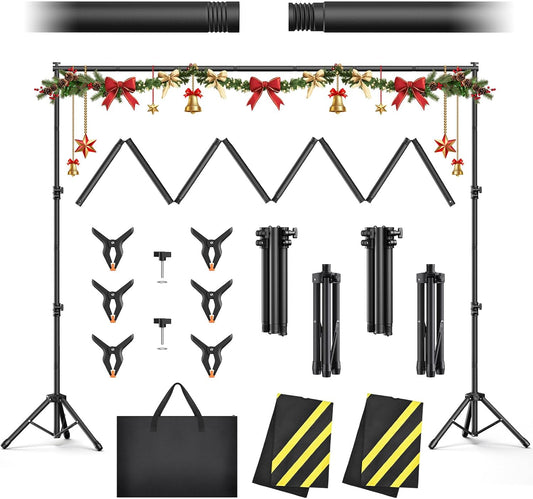 Forlogic Backdrop Stand 10x7.5ft(WxH), Heavy Duty Adjustable Photo Back Drop Stand kit, Suitable for Party, Photography, Weddings