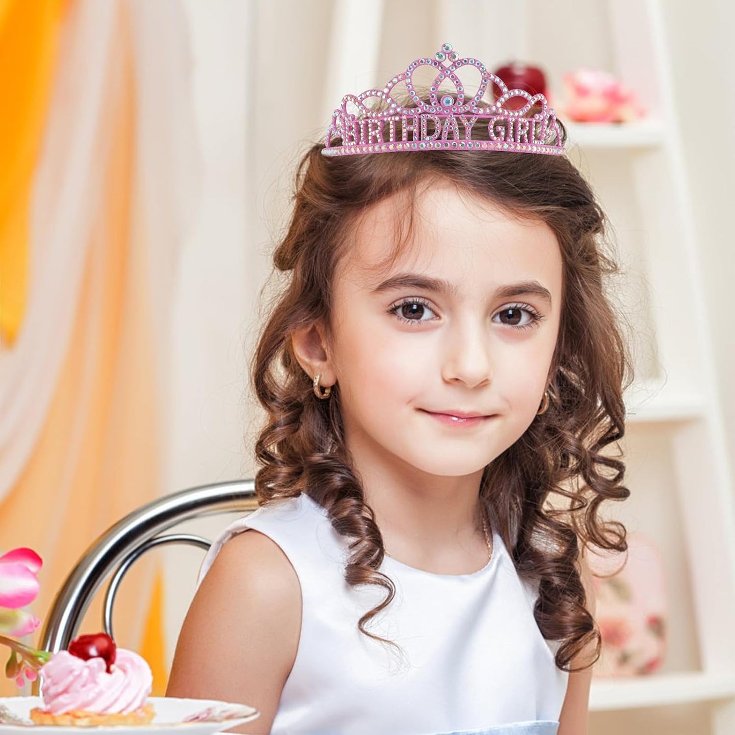 Chanaco Happy Birthday Crown and Sash Kit for Women and Girls - Rhinestone Tiara and Sashes with 'BIRTHDAY GIRL' Sash for Party Favors