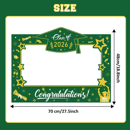 Graduation Decorations Class of 2026 Photo Booth Props - Blue and Gold 2026 Graduation Frame & Photo Props Congrats Grad Class of 2026 Decor for Graduation Party Supplies