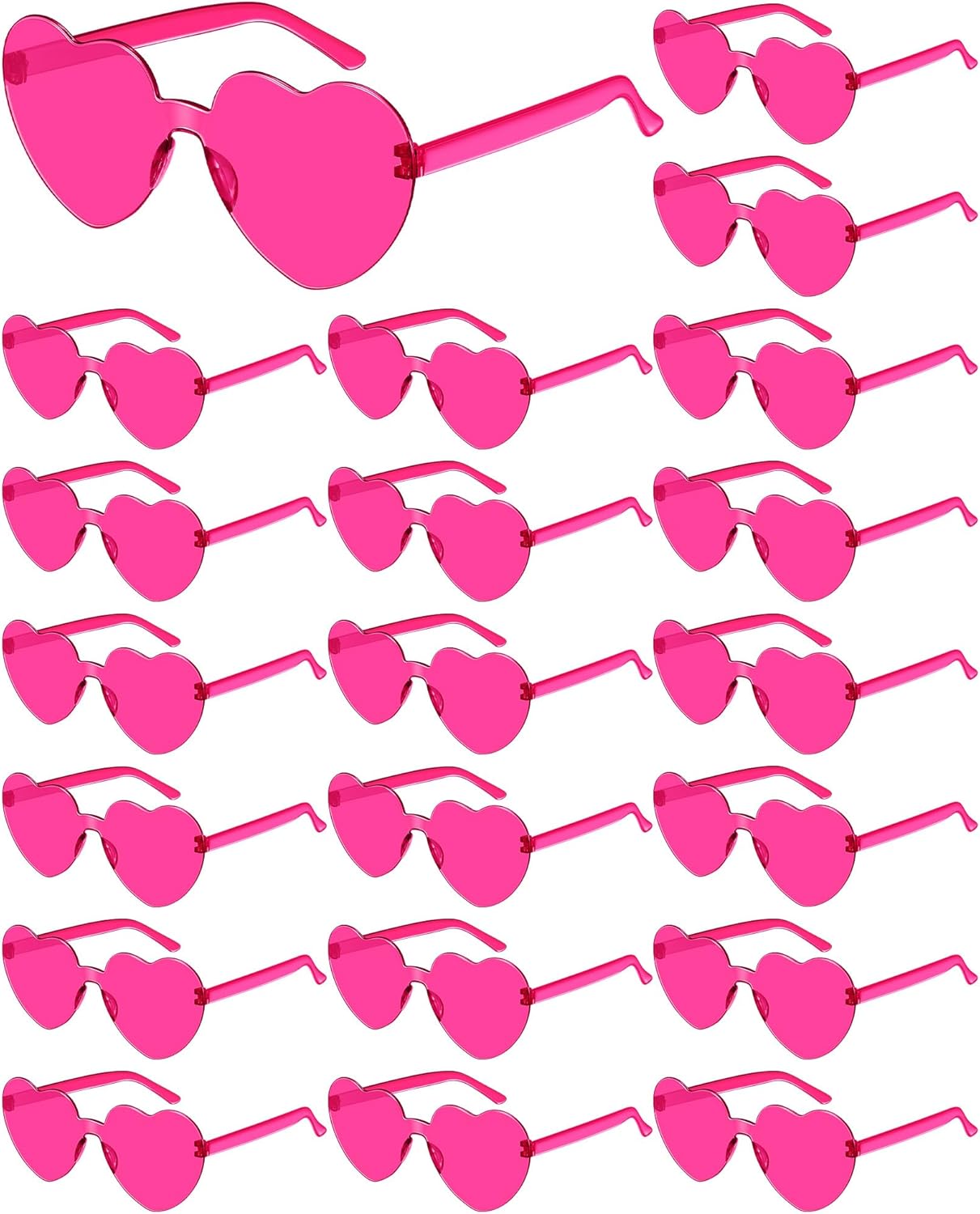 Frienda 20 Pairs Heart Shaped Sunglasses Rimless Candy Color Glasses for Women Men Party Favor