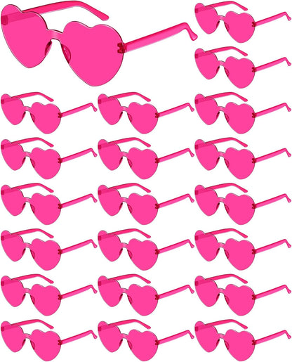 Frienda 20 Pairs Heart Shaped Sunglasses Rimless Candy Color Glasses for Women Men Party Favor