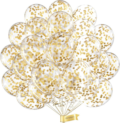 Party Balloons 12inch 50 Pcs Latex Confetti Balloons Birthday Balloons Party Decoration Wedding Baby Shower Christmas Party-Confetti Silver
