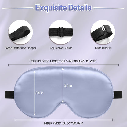 Silk Eye Mask with Adjustable Strap, Satin Blackout Sleeping Mask for Men&Women, Comfortable Blindfold Eyeshade for Night Sleep(Blue)