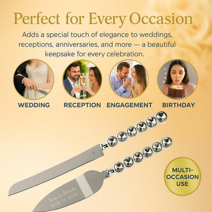 GIFTS INFINITY Personalized Wedding Cake Knife and Server Set with Engraving – Cake Cutting Utensil Set, Keepsake Gift for Wedding, Anniversary, Reception, Birthday & Other Occasions (CH-101WB)