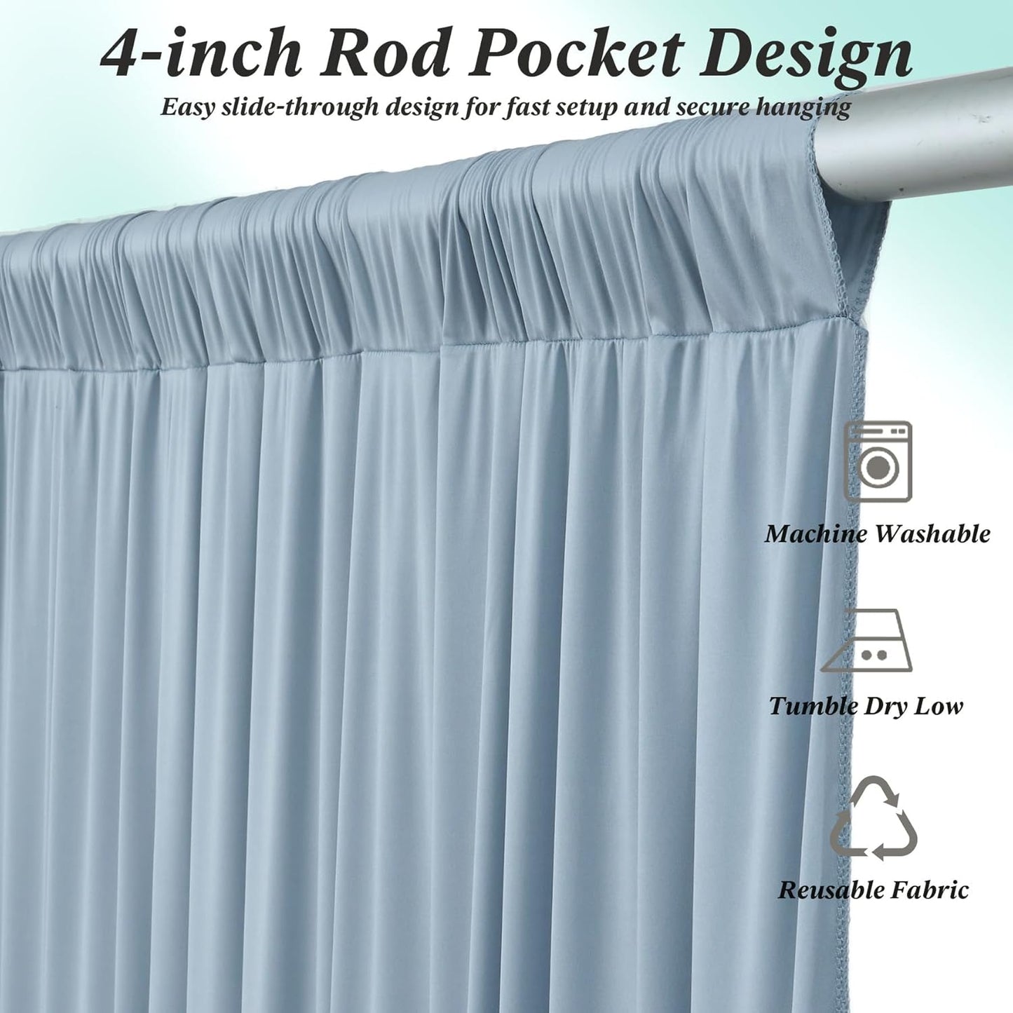 10 ft x 10 ft Wrinkle Free White Backdrop Curtains for Wedding Parties, Polyester Photography Backdrop Drapes for Birthday Parties Stage Backdrop Stand, 2 Panels 5x10FT Background Curtains