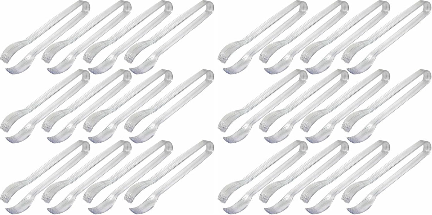 Mini Clear Plastic Tongs - 5.5" x 10" (12 Count) – Sturdy & Reusable – Perfect For Parties, Catering & Food Services
