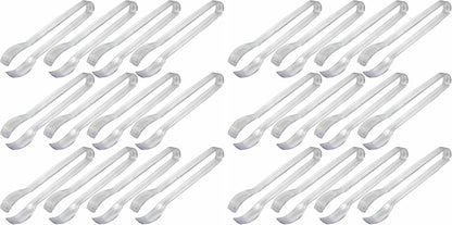 Mini Clear Plastic Tongs - 5.5" x 10" (12 Count) – Sturdy & Reusable – Perfect For Parties, Catering & Food Services