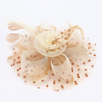 DRESHOW Fascinators Hat Flower Mesh Ribbons Feathers on a Headband and a Clip Tea Party Headwear for Girls and Women - Colors A