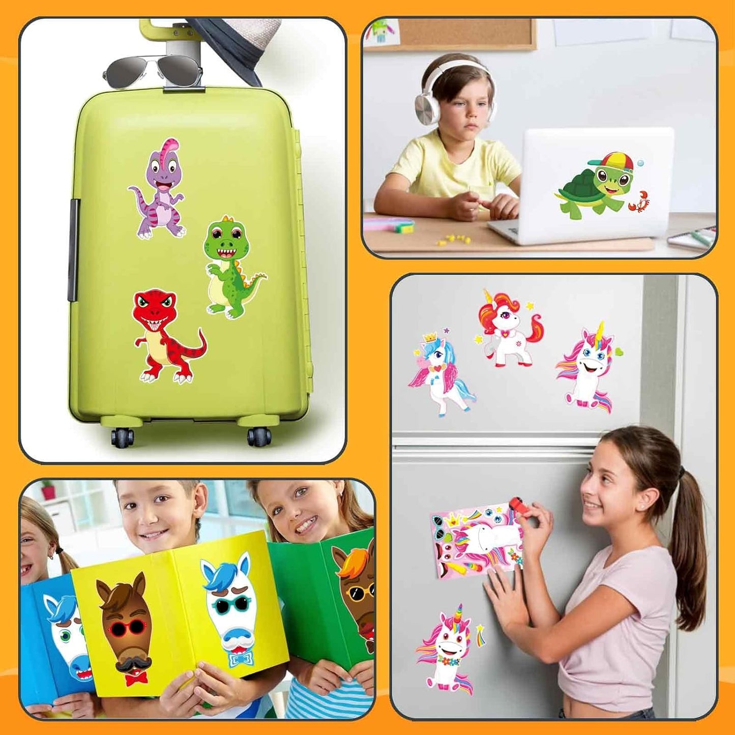 24 Sheets Make a Face Stickers for Kids Toddlers, Make Your Own Animal Mix and Match Sticker Sheets with Sea Animals Horses Dinosaurs Unicorns for Kids Crafts Party Favors Goodie Bags Stuffers