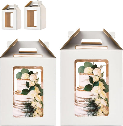 12x12x14 Inch Tall Cake Boxes with windows,10in 12in Tall Cake Carrier, Large Tiered Cake Box,Durable White Bakery Box, Layer Cake Box, large cake box(2pack)