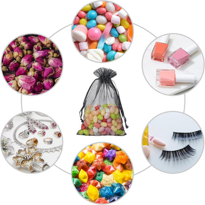 Hopttreely 100PCS Premium Sheer Organza Bags, White Wedding Favor Bags with Drawstring, 4x4.72 Jewelry Gift Bags for Party, Jewelry, Christmas, Mother's Day, Festival, Bathroom Soaps, Makeup Organza Favor Bags