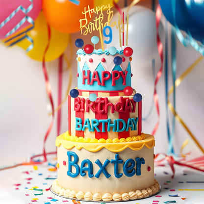 Yerliker 34 Pcs Happy Birthday Cake Toppers Decorations Birthday Candles DIY Cake Decor for Men Women Wedding Anniversary(Gold)