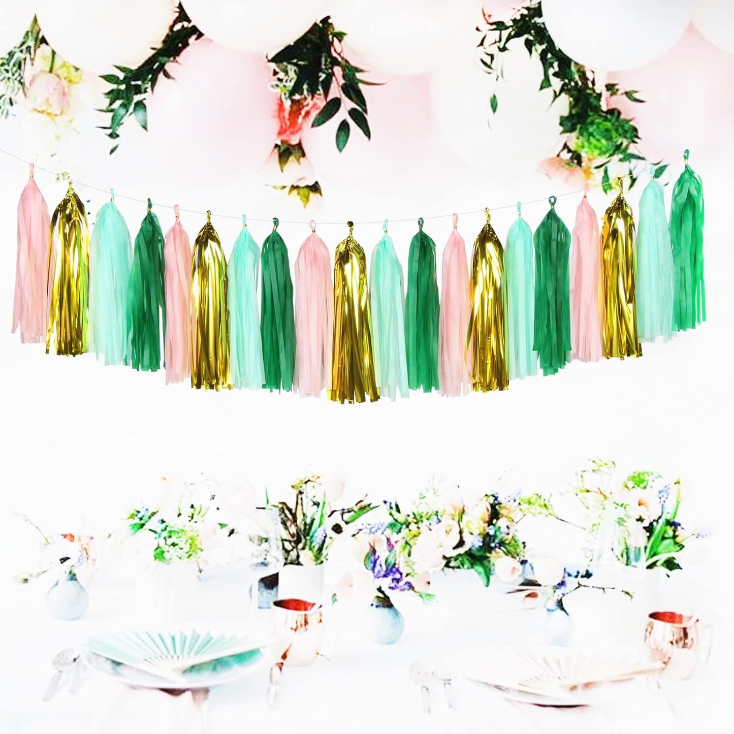 Navy-Blue White-Silver Tassel Garland Streamers - 15pcs Party Decorations Tissue Paper Tassels Banner,Graduation 2025 Wedding Baby Bridal Shower Hanging Decoration Boy Birthday Backdrop Decor Panduola