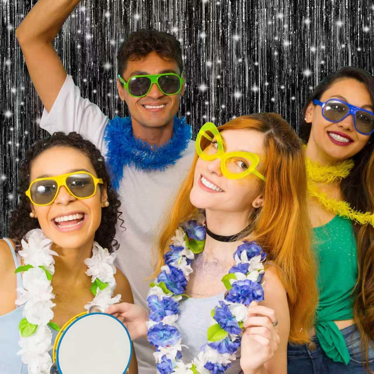 Birthday Party Decorations: 3 Pack 3.3 x 9.9 ft Gold Foil Fringe Curtains Party Supplies, Tinsel Curtain Backdrop for Parties/Birthday/Photo Booth