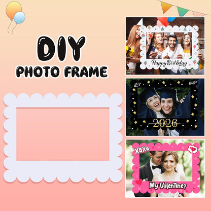 Beeveer 32 x 24 Inch Photo Booth Selfie Frame Prop Booth for Birthday Event Parties Large Blank DIY Cutout Props for Funny Decoration Christmas, Holiday Supplies