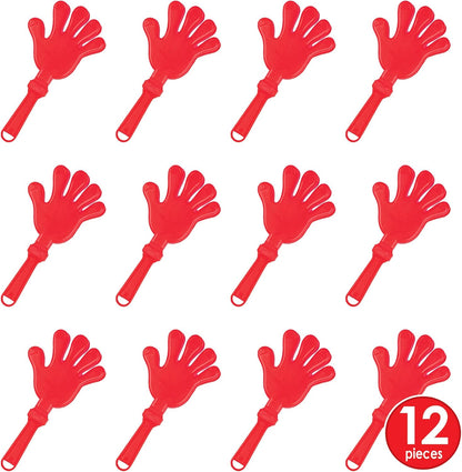 Beistle Red Hand Clappers – 12 Pack, Plastic Noisemakers for Parties, Sporting Events, Celebrations, and Team Spirit Gatherings, Fan Section Cheer Accessories, 7½"