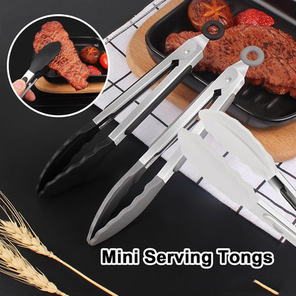 6 PCS Silicone Tongs,Cooking Tongs with Silicone Tips,7 Inch Stainless Steel Silicone Kitchen Tongs,Heat Resistant Non-Stick,for Cooking Grilling Salad,BBQ Tongs with Locking