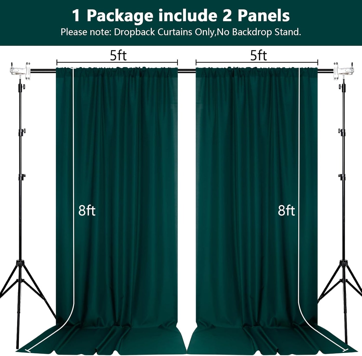 MEETSKY Black Backdrop Curtains for Parties - 10ft x 8ft Party Photo Background Curtain Rod Pocket Fabric Drapes Panels for Boys Birthday Holiday Home Halloween Decoration, 5ft x 8ft, 2 Panels