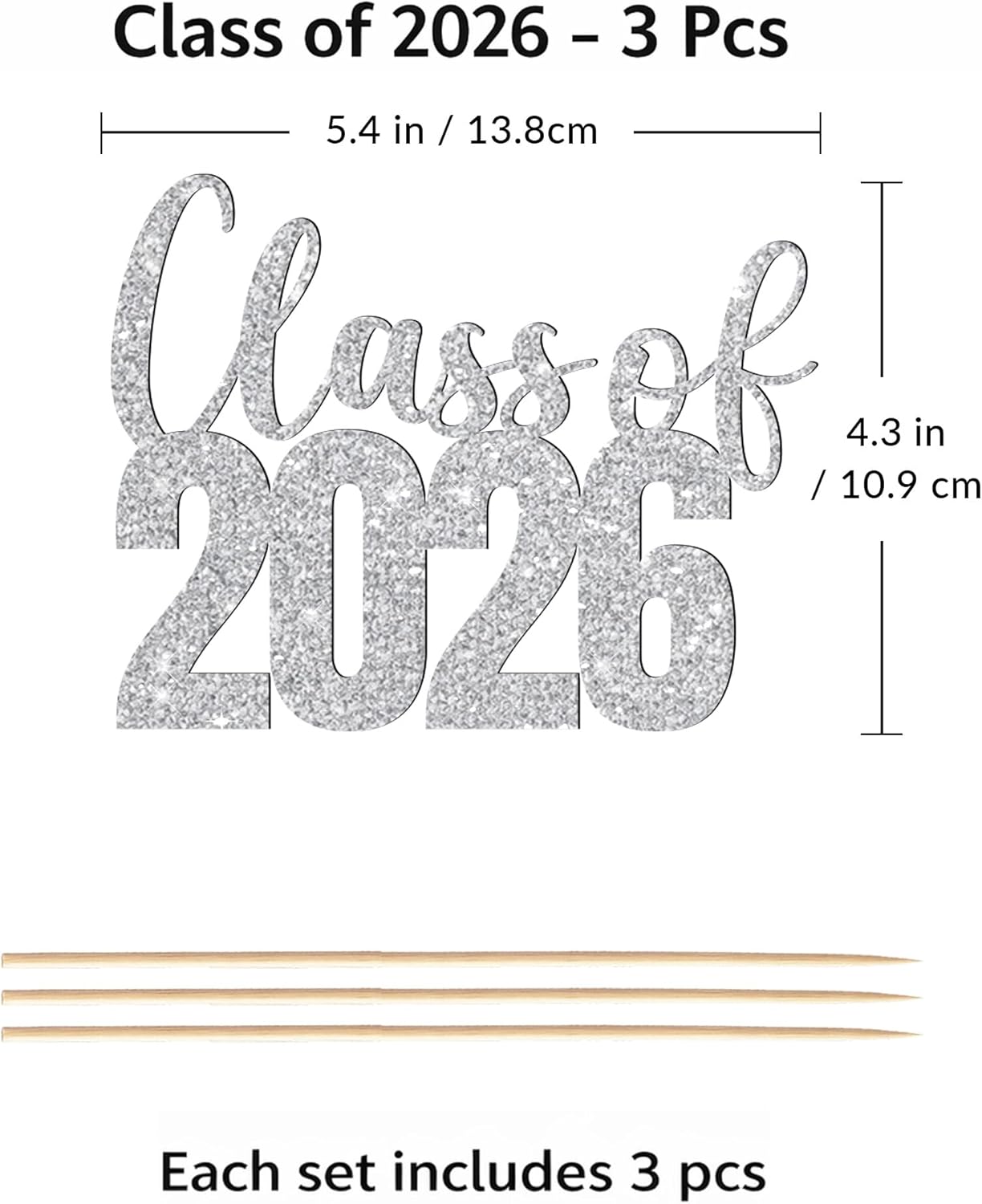 Class of 2026 Centerpieces Sticks for Graduation, 16 Pcs Graduation Decorations Cake Toppers, Graduation Theme Party Decorations Supply(BG)