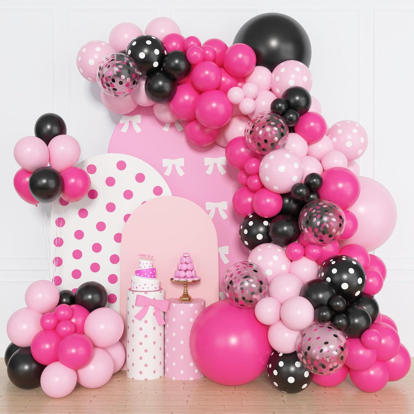 Amandir 153pcs Purple Blue Pink Balloon Garland Arch Kit, Different Sizes 18 12 10 5 inch Teal Yellow Latex Metallic Confetti Balloons for Magic Birthday Engagement Party Decoration