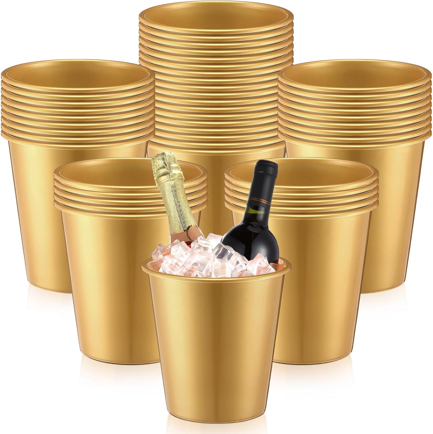 Layhit 48 Pcs Plastic Ice Buckets for Parties 3 Liters Wine Bucket Portable Ice Holder Disposable Wine Cooler for Party Wedding Party Beverages Champagne Soda and Beer(Black)