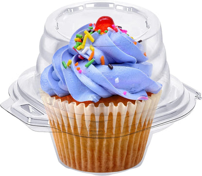 2 Cavity Cupcake Boxes-Stackable Regular Cupcake Carrier Holder, Thicker Clear Cupcake Boxes, Non-slip High Topping Cupcake Containers for Cupcakes, Muffins (50)
