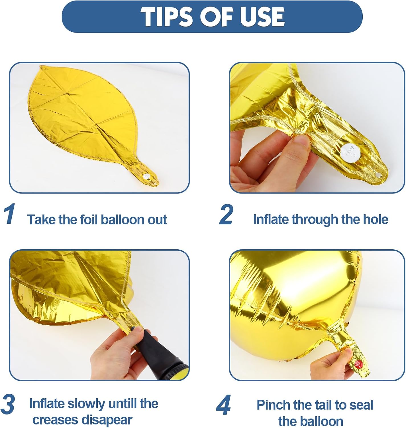 Metallic Gold Round Foil Balloons, 22" Large 4D Sphere Mylar Ball Balloons 6PCS, for Graduation Prom Birthday Wedding Anniversary Disco Party Decorations