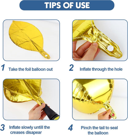Metallic Gold Round Foil Balloons, 22" Large 4D Sphere Mylar Ball Balloons 6PCS, for Graduation Prom Birthday Wedding Anniversary Disco Party Decorations