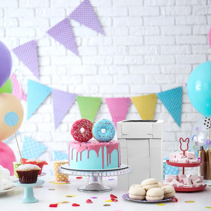 10 PK Adjustable Tall Cake Boxes in 2 Base Sizes 5-10"x10" & 5-12"x12" With 3 Adjustable Height Variations (8, 10 & 12 inch) + 15 Thank You Stickers. Tall Bakery Boxes for Tiered Cakes