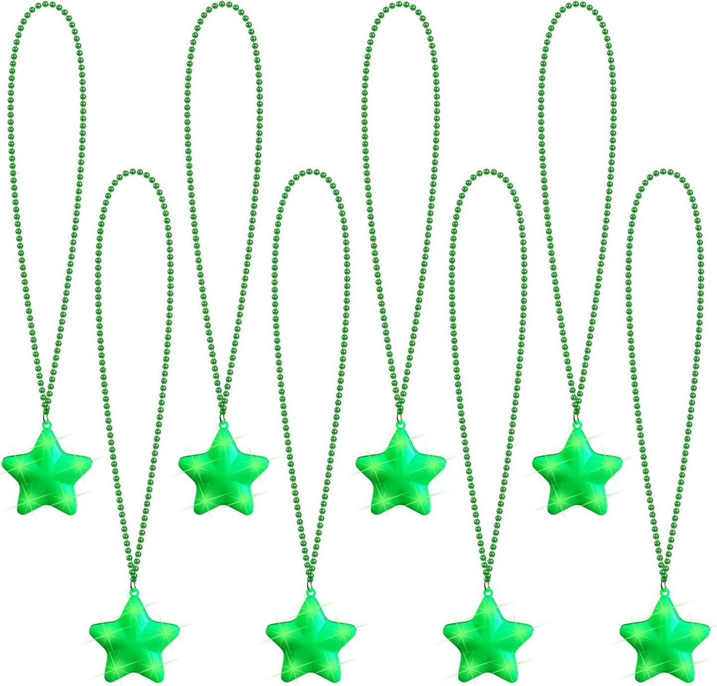 8 Pcs Light Up Necklaces Flashing Star Bead Necklaces Glow In The Dark Party Supplies for Weddings Birthday Valentines Mardi Gras July 4th Halloween Christmas