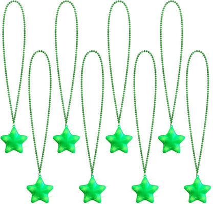 8 Pcs Light Up Necklaces Flashing Star Bead Necklaces Glow In The Dark Party Supplies for Weddings Birthday Valentines Mardi Gras July 4th Halloween Christmas