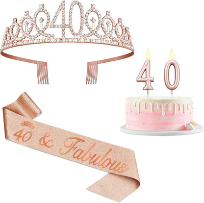 21st Birthday Decorations for Her with 21st Birthday Sash and Crown, Candles Gold, Gifts for 21 Year Old Girls