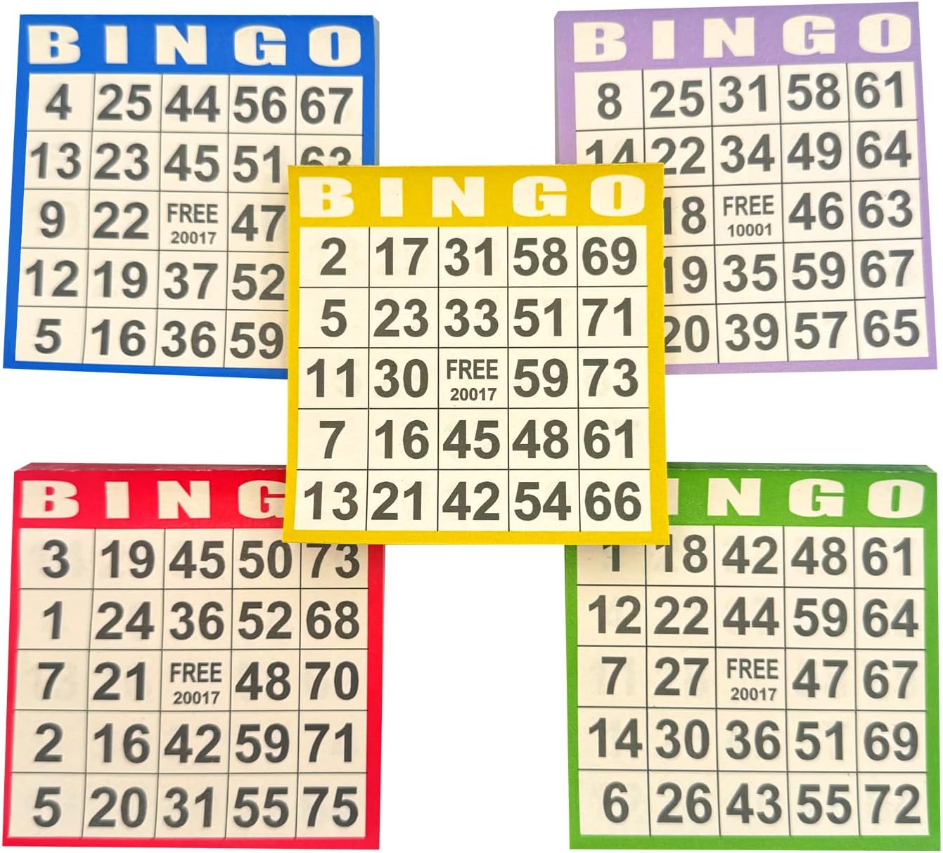 JUNWRROW Bingo Paper Game Cards - 500 Sheets (100 Books of 5 Colors) - 4"x4" Disposable Cards- Ideal for Seniors, Family Game Night, Large Groups,Classroom Activities