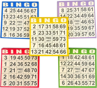 JUNWRROW Bingo Paper Game Cards - 500 Sheets (100 Books of 5 Colors) - 4"x4" Disposable Cards- Ideal for Seniors, Family Game Night, Large Groups,Classroom Activities