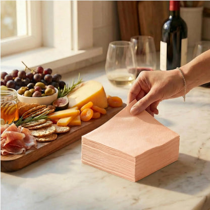 AH AMERICAN HOMESTEAD Cocktail Napkins-Disposable Beverage/Bar Napkins-White Linen-Like Square Napkins-Eco-Friendly & Compostable-Everyday Use, Party or Wedding 4.75inch x 4.75inch (100 Count, White)