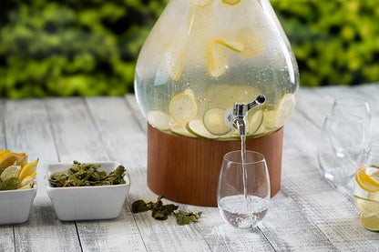 1.5 Gallon Glass Drink Dispenser for Parties 3 PACK Beverage Dispensers with Stand, Glass Water Jug Dispenser, with 18/8 Stainless Steel Spigot, Great for Party, Wedding, Picnic, BBQ Wicker Design