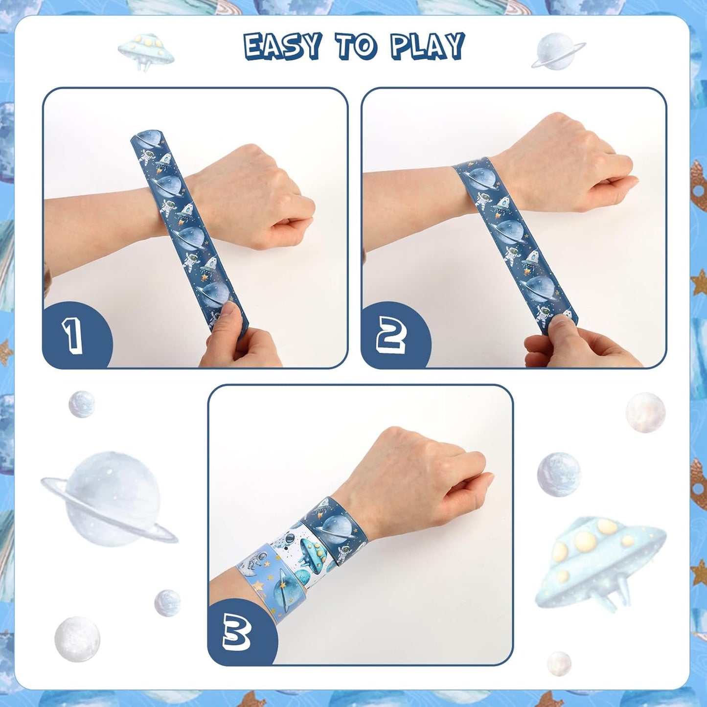 Serencatcher 48pcs Slap Bracelets Party Favors for Birthday Baby Shower Party Supplies Gifts