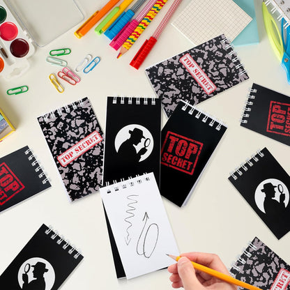Hooqict 24 Pack Top Secret Mini Notebooks for Detective Party Favors Small Pocket Notebook Spiral Notepads for Mystery Decorations Goodie Bag Stuffers Pinata Fillers