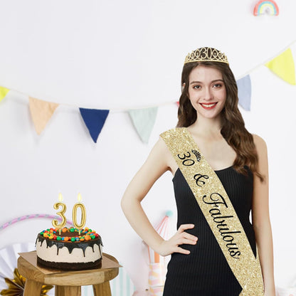 21st Birthday Decorations for Her with 21st Birthday Sash and Crown, Candles Gold, Gifts for 21 Year Old Girls