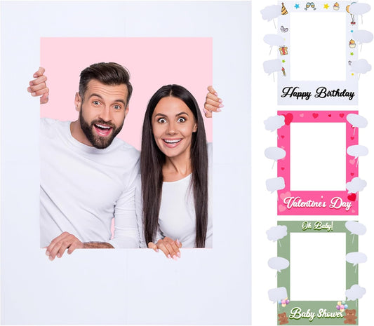 32 x 24 inch Blank Photo Booth Props DIY Happy Birthday Party Supplies Writable Picture Frame with Speech Bubble Signs Photo Booth Props for Valentine's Day Wedding Birthday Baby Shower Party Favors