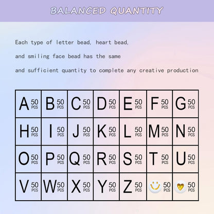 Amaney 1400pcs Glow Letter Beads, Heart Beads Whit Elastic Beading Cord,4x7mm Round Acrylic Alphabet Beads for Friend Bracelet Jewelry Making
