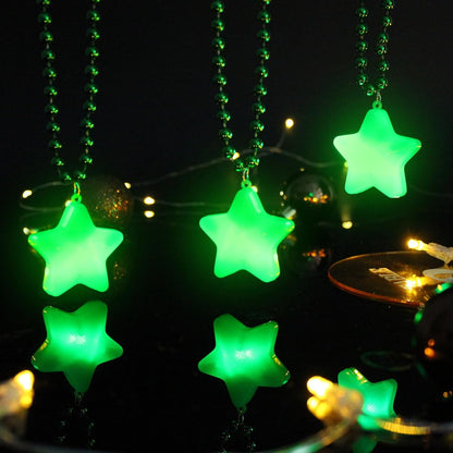 8 Pcs Light Up Necklaces Flashing Star Bead Necklaces Glow In The Dark Party Supplies for Weddings Birthday Valentines Mardi Gras July 4th Halloween Christmas