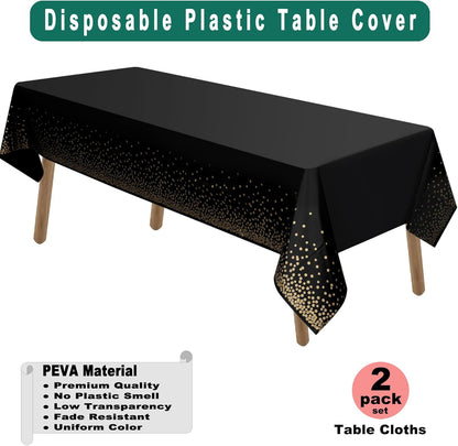 PARTY ULYJA White Plastic Tablecloths 2 Pack Disposable Table Covers 54 x 108 Inch Bridal Shower PEVA Vinyl Table Cloths for Picnic Birthday Wedding Banquet Parties 8 ft Rectangle Table Use