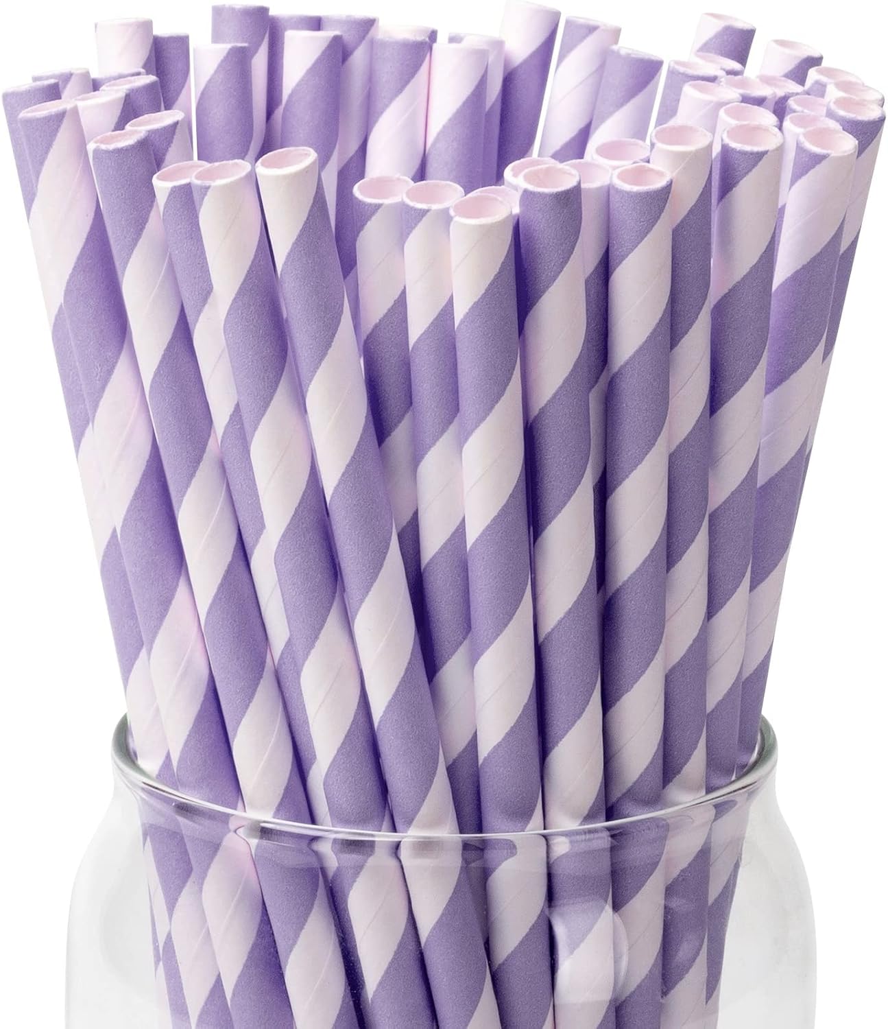 PakTalk 100 Pack Red Straws, Disposable Red and White Biodegradable Paper Striped Straws for Cocktail, Milkshake, Coffee, Lemonade (0.24" x 7.75")