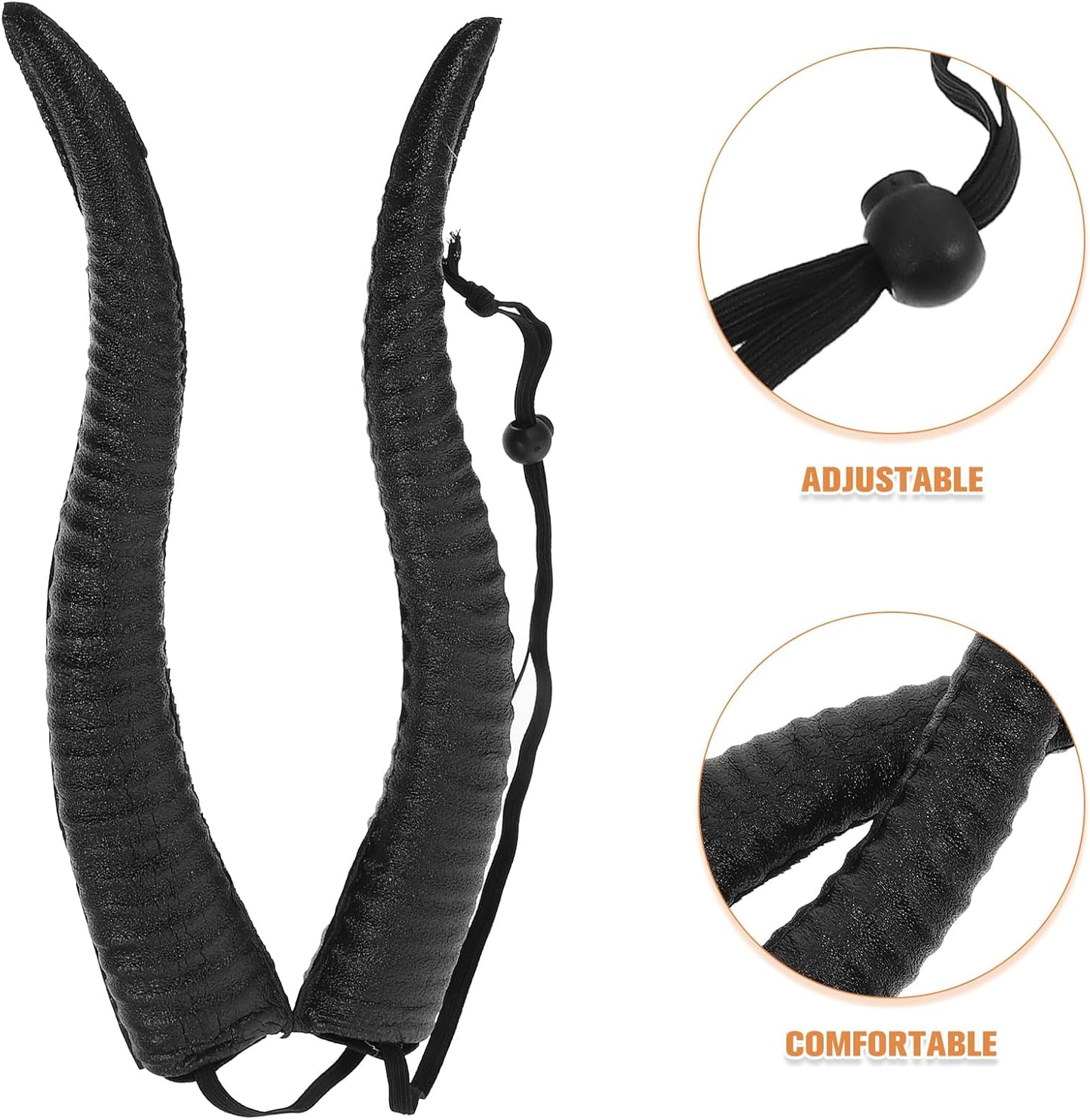 Halloween Foam Horn Headband Adjustable Black Sheep Horns Hair Accessory for Cosplay, Costume Party, and Festive Decorations