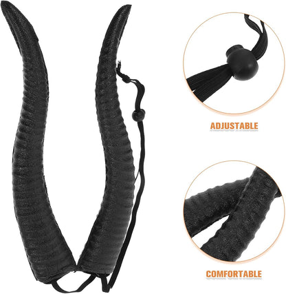 Halloween Foam Horn Headband Adjustable Black Sheep Horns Hair Accessory for Cosplay, Costume Party, and Festive Decorations