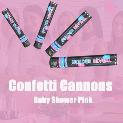 Gender Reveal Pink Confetti Cannon,Biodegradable Party Poppers for Girl, Baby Gender Reveal Decoration Ideas Party Favors 2 Pack