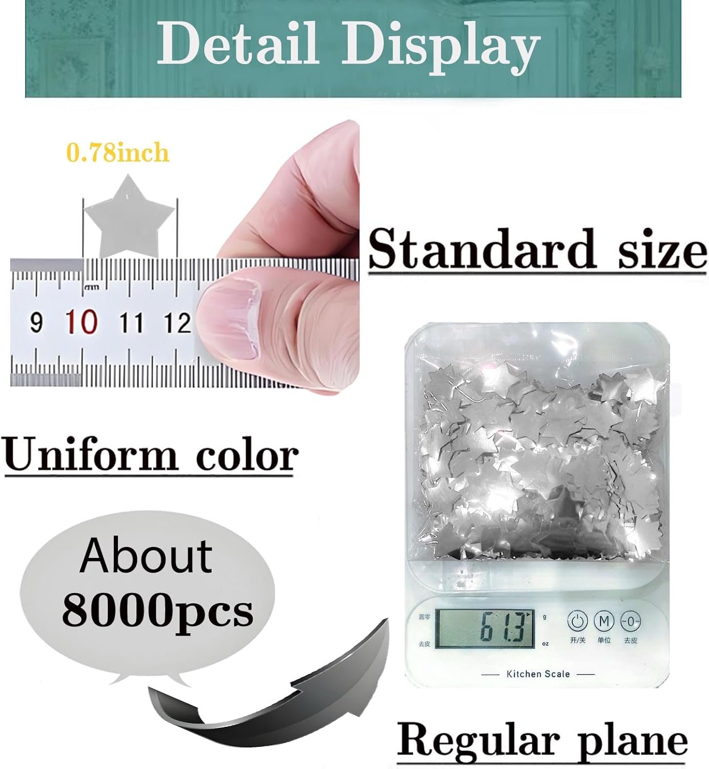 Rainbow Star Metallic Foil Confetti 8000 Pcs Shiny Star Table Confetti for Fill Balloon Wedding Graduation Party Decorations,60g of pack