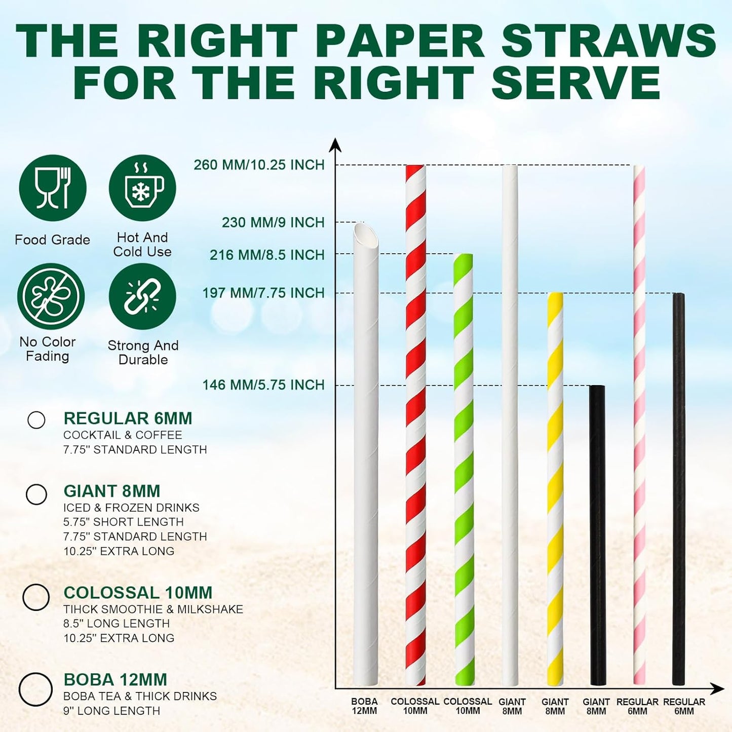 5.75 inch Orange Paper Cocktail Straws, Short Disposable Drinking Straws 500 Counts, Unwrapped - Compostable