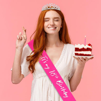 CAVETEE Silver Birthday Crown for Girls Birthday Decorations Birthday Gifts for Women and Girls